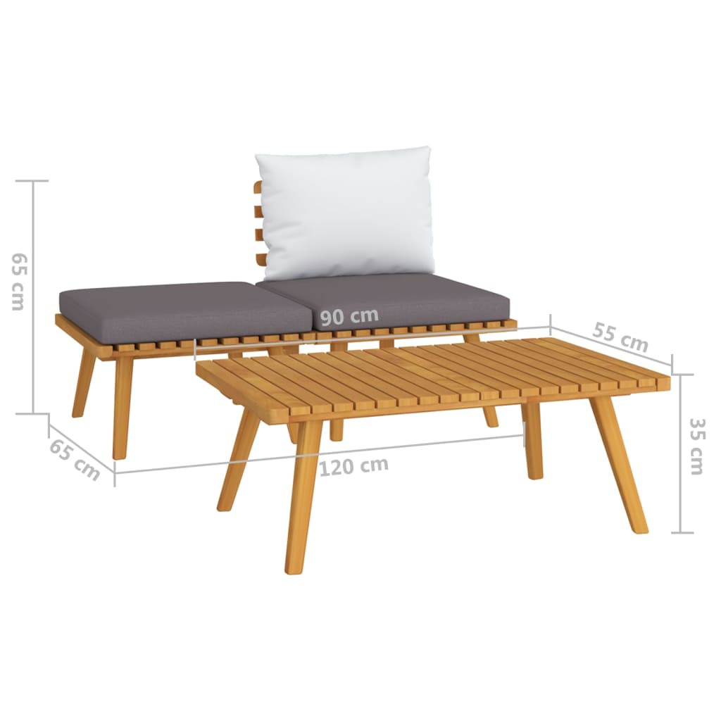 3-delige Loungeset met kussens massief acaciahout is nu te koop bij PeponiXL, paradijselijk wonen!