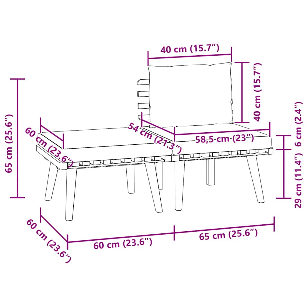 3-delige Loungeset met kussens massief acaciahout is nu te koop bij PeponiXL, paradijselijk wonen!