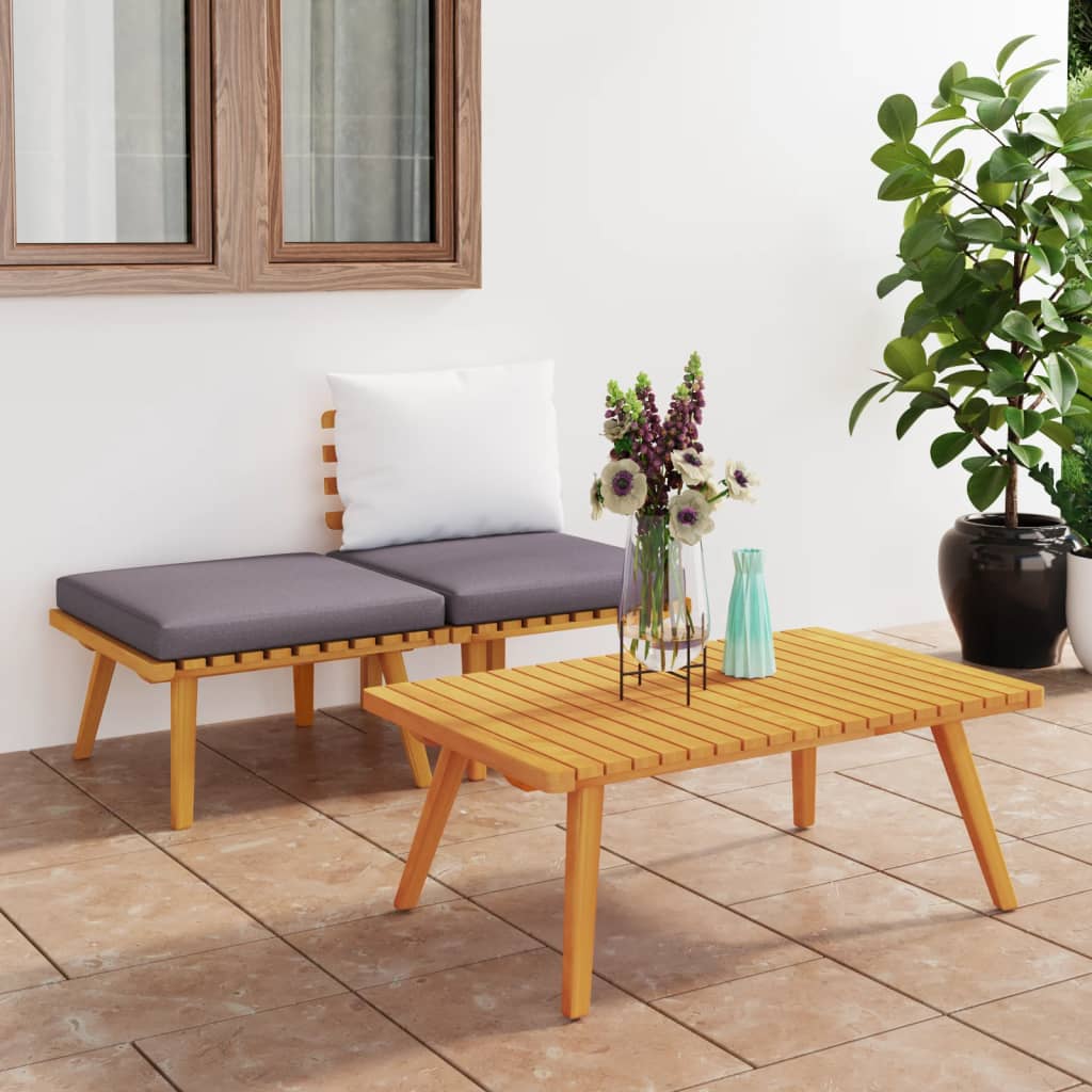 3-delige Loungeset met kussens massief acaciahout is nu te koop bij PeponiXL, paradijselijk wonen!