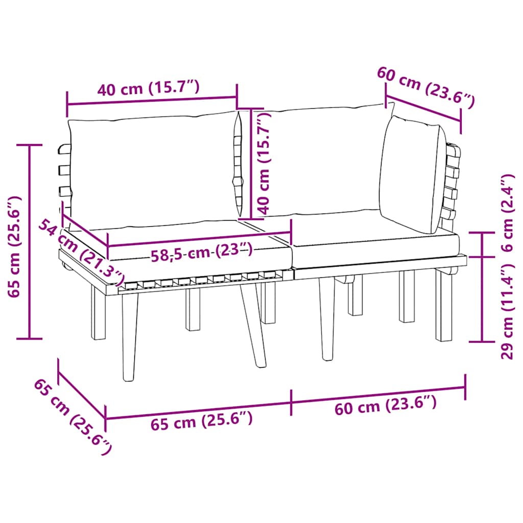 2-delige Loungeset met kussens massief acaciahout is nu te koop bij PeponiXL, paradijselijk wonen!