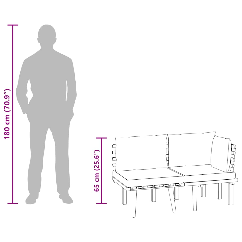 2-delige Loungeset met kussens massief acaciahout is nu te koop bij PeponiXL, paradijselijk wonen!