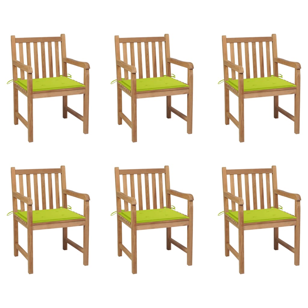 Tuinstoelen 6 st met heldergroene kussens massief teakhout is nu te koop bij PeponiXL, paradijselijk wonen!