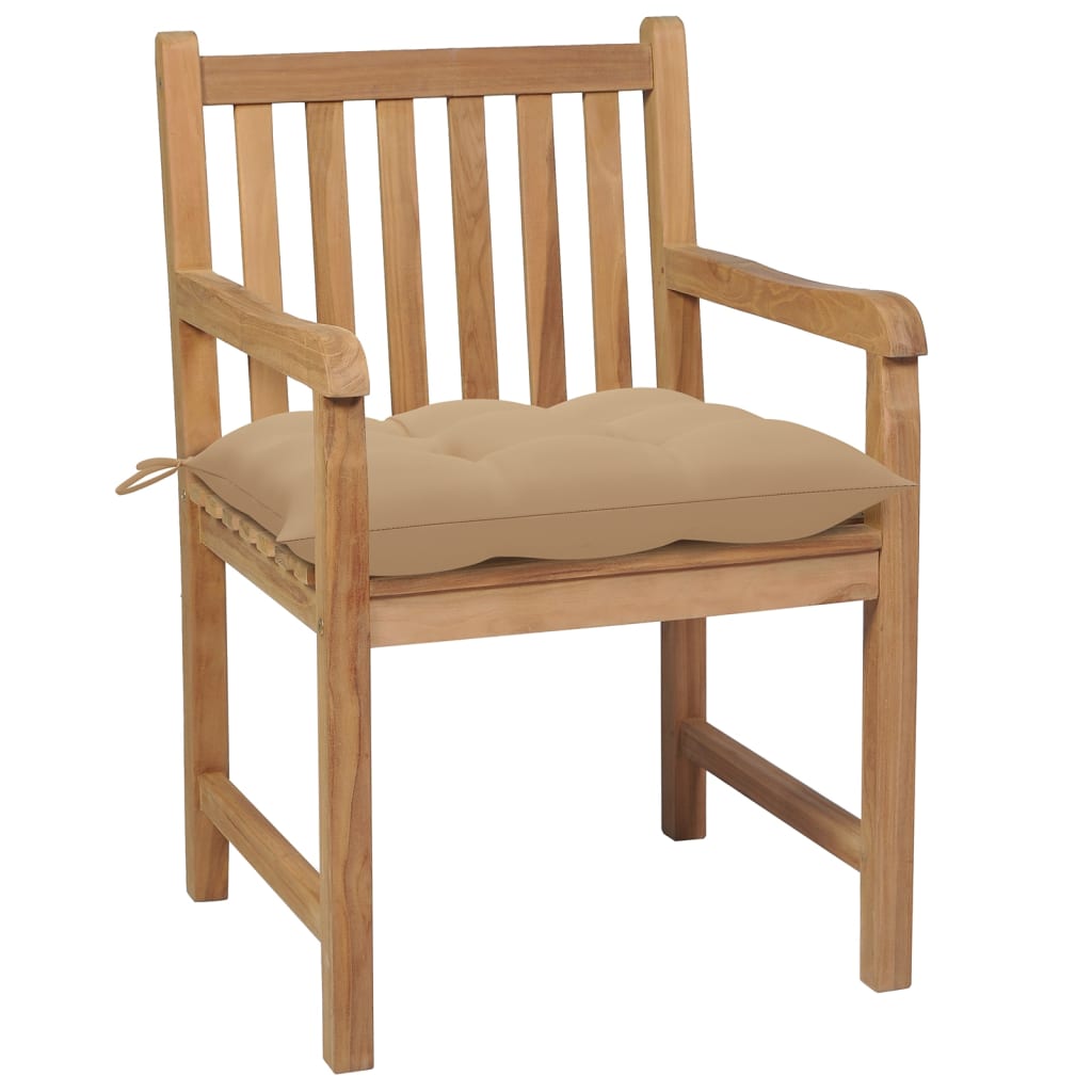 Tuinstoelen 6 st met beige kussens massief teakhout is nu te koop bij PeponiXL, paradijselijk wonen!
