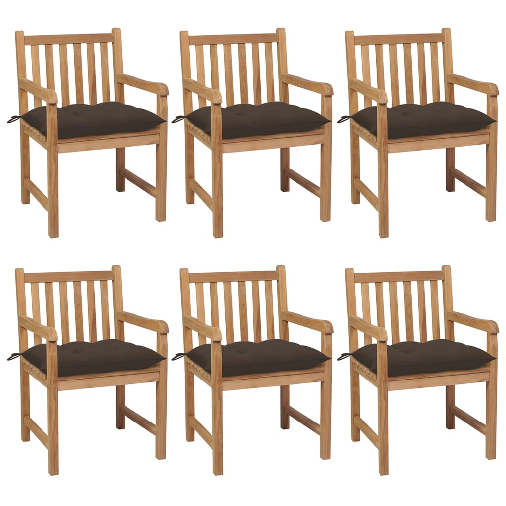 Tuinstoelen 6 st met taupe kussens massief teakhout is nu te koop bij PeponiXL, paradijselijk wonen!