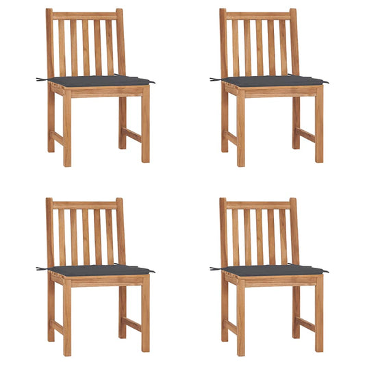 Tuinstoelen 4 st met kussens massief teakhout is nu te koop bij PeponiXL, paradijselijk wonen!