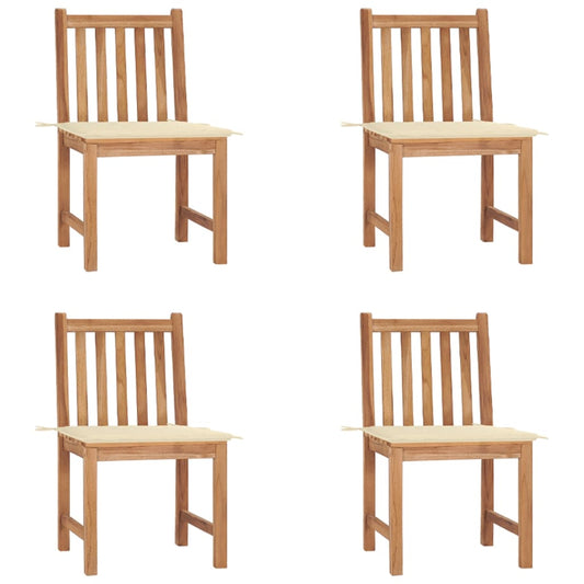 Tuinstoelen 4 st met kussens massief teakhout is nu te koop bij PeponiXL, paradijselijk wonen!