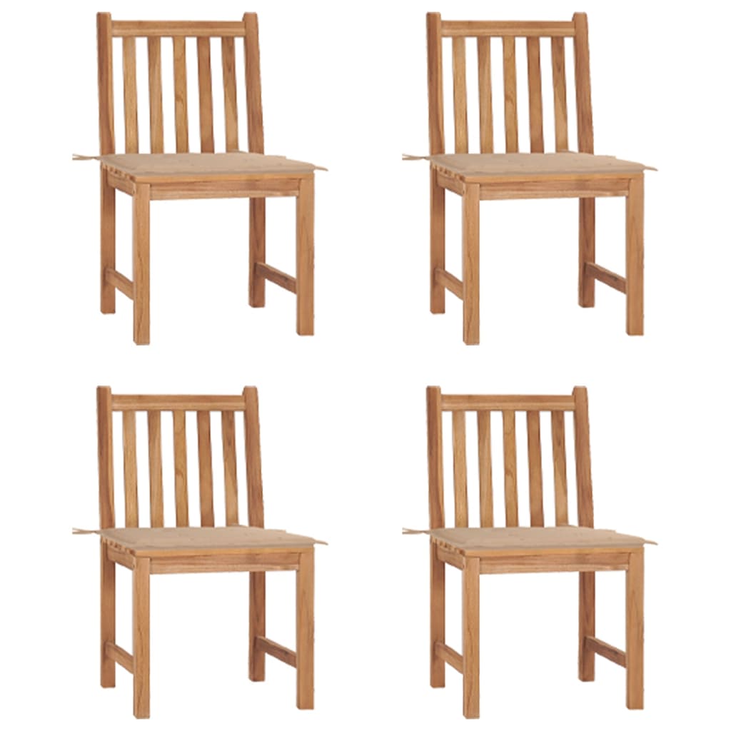 Tuinstoelen 4 st met kussens massief teakhout is nu te koop bij PeponiXL, paradijselijk wonen!