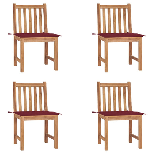 Tuinstoelen 4 st met kussens massief teakhout is nu te koop bij PeponiXL, paradijselijk wonen!