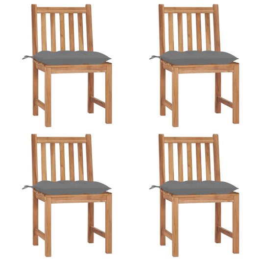 Tuinstoelen 4 st met kussens massief teakhout is nu te koop bij PeponiXL, paradijselijk wonen!
