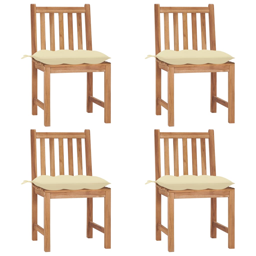 Tuinstoelen 4 st met kussens massief teakhout is nu te koop bij PeponiXL, paradijselijk wonen!