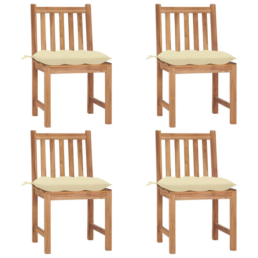 Tuinstoelen 4 st met kussens massief teakhout is nu te koop bij PeponiXL, paradijselijk wonen!