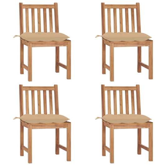 Tuinstoelen 4 st met kussens massief teakhout is nu te koop bij PeponiXL, paradijselijk wonen!
