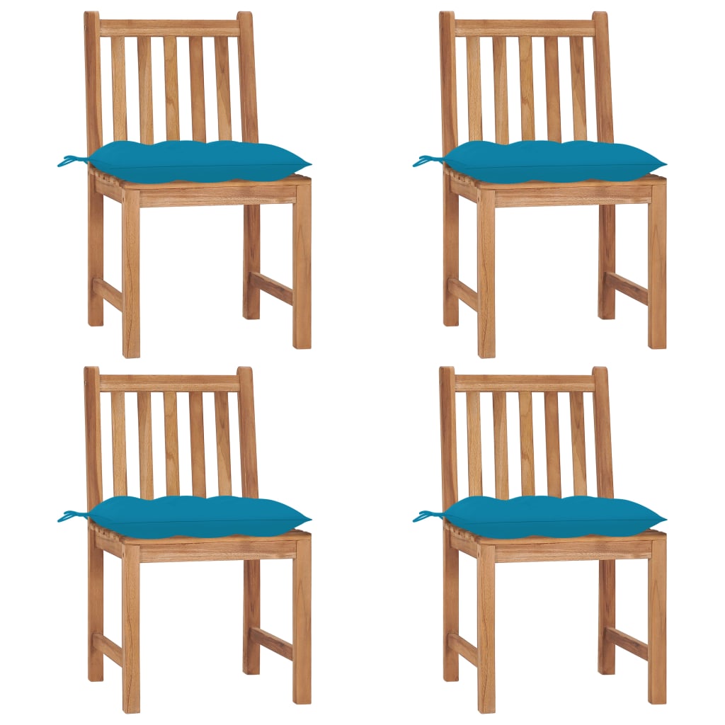 Tuinstoelen 4 st met kussens massief teakhout is nu te koop bij PeponiXL, paradijselijk wonen!