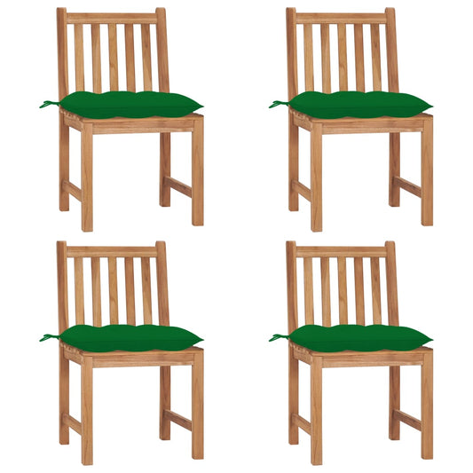 Tuinstoelen 4 st met kussens massief teakhout is nu te koop bij PeponiXL, paradijselijk wonen!