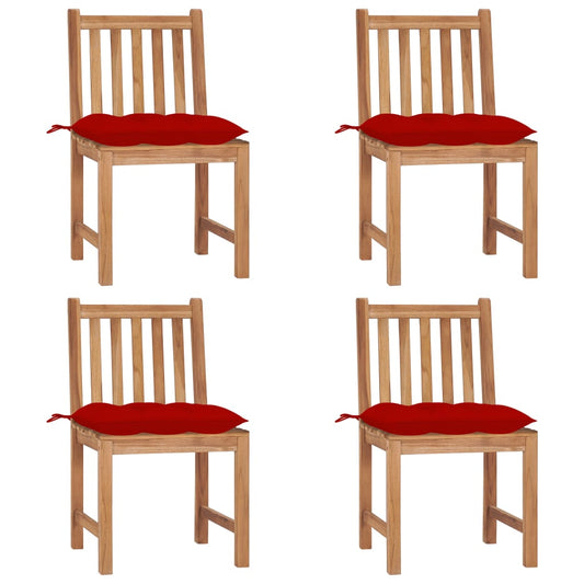 Tuinstoelen 4 st met kussens massief teakhout is nu te koop bij PeponiXL, paradijselijk wonen!