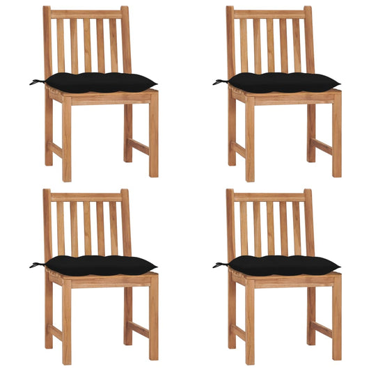 Tuinstoelen 4 st met kussens massief teakhout is nu te koop bij PeponiXL, paradijselijk wonen!