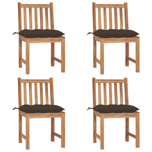 Tuinstoelen 4 st met kussens massief teakhout is nu te koop bij PeponiXL, paradijselijk wonen!