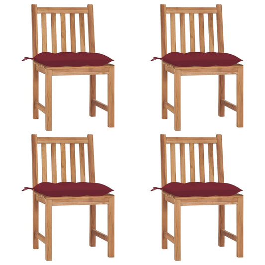 Tuinstoelen 4 st met kussens massief teakhout is nu te koop bij PeponiXL, paradijselijk wonen!