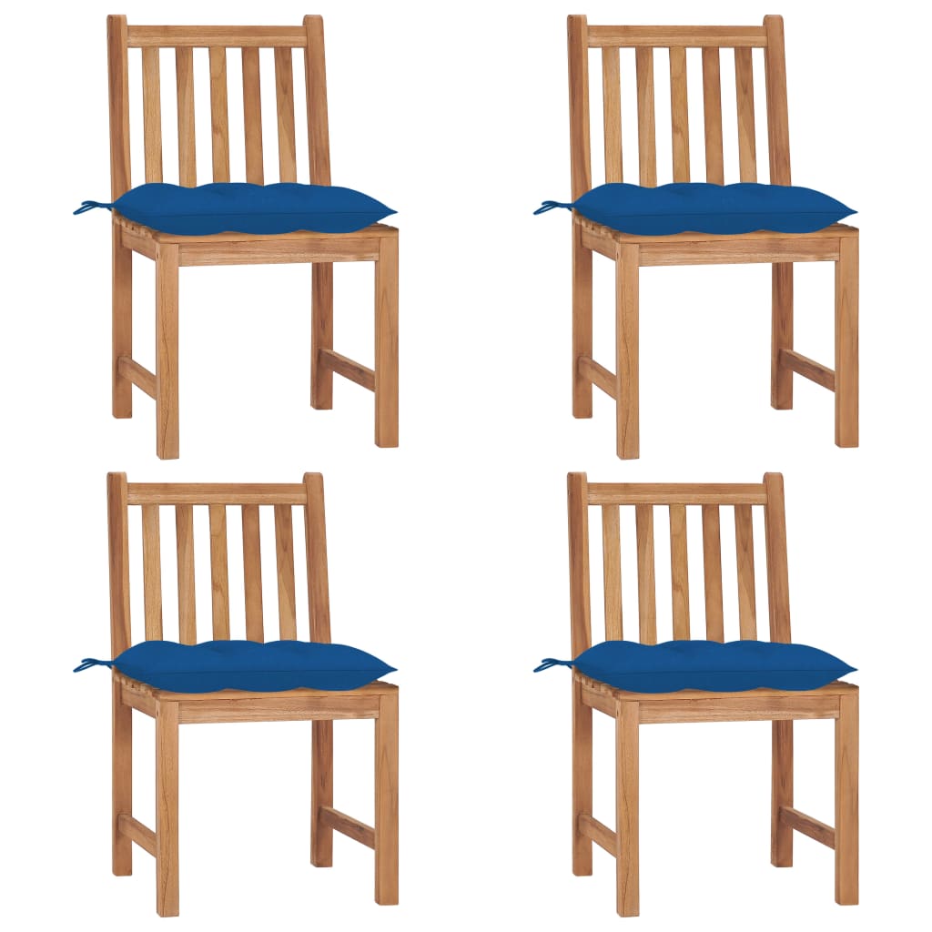 Tuinstoelen 4 st met kussens massief teakhout is nu te koop bij PeponiXL, paradijselijk wonen!