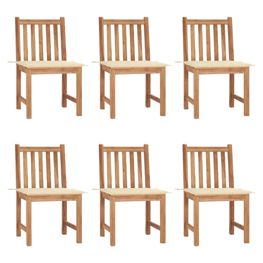 Tuinstoelen 6 st met kussens massief teakhout is nu te koop bij PeponiXL, paradijselijk wonen!