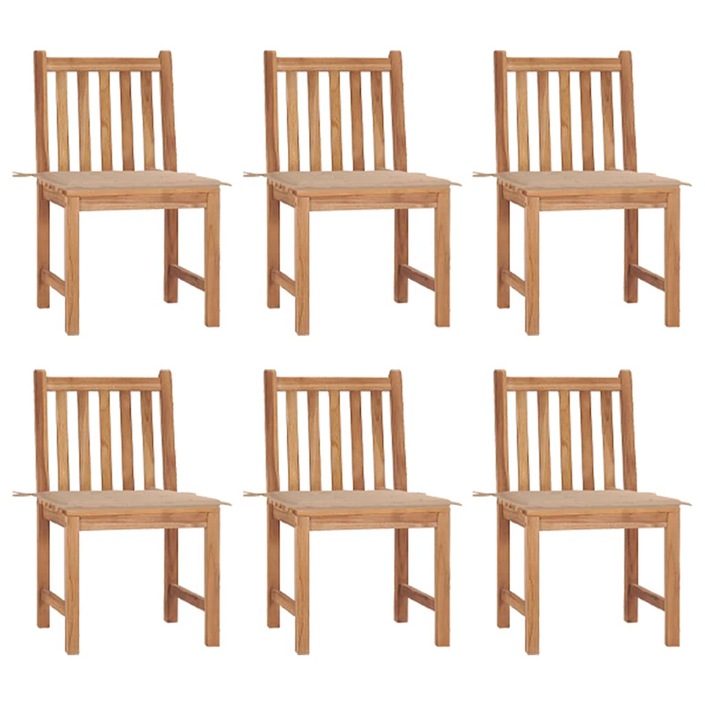 Tuinstoelen 6 st met kussens massief teakhout is nu te koop bij PeponiXL, paradijselijk wonen!