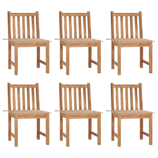 Tuinstoelen 6 st met kussens massief teakhout is nu te koop bij PeponiXL, paradijselijk wonen!