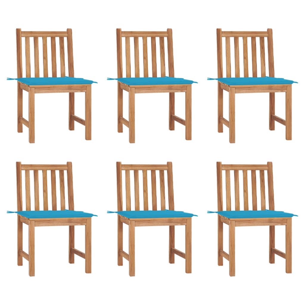Tuinstoelen 6 st met kussens massief teakhout is nu te koop bij PeponiXL, paradijselijk wonen!