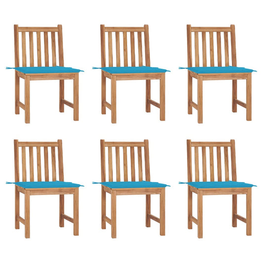 Tuinstoelen 6 st met kussens massief teakhout is nu te koop bij PeponiXL, paradijselijk wonen!