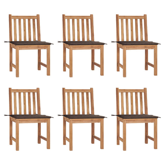 Tuinstoelen 6 st met kussens massief teakhout is nu te koop bij PeponiXL, paradijselijk wonen!