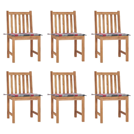Tuinstoelen 6 st met kussens massief teakhout is nu te koop bij PeponiXL, paradijselijk wonen!