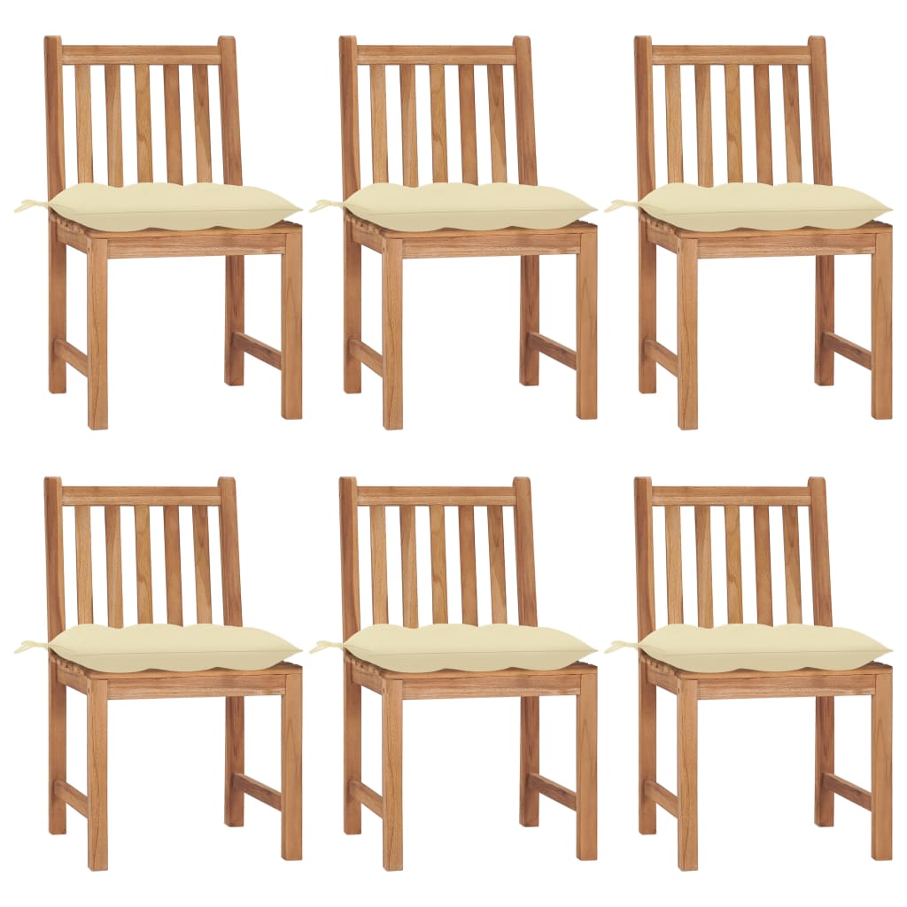 Tuinstoelen 6 st met kussens massief teakhout is nu te koop bij PeponiXL, paradijselijk wonen!