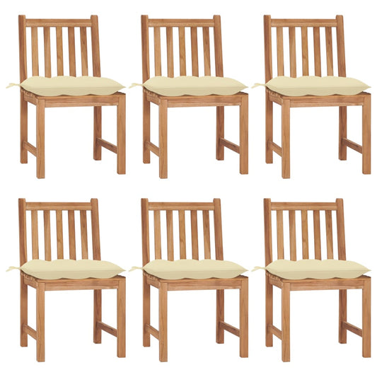 Tuinstoelen 6 st met kussens massief teakhout is nu te koop bij PeponiXL, paradijselijk wonen!