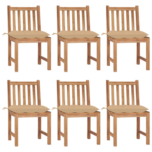 Tuinstoelen 6 st met kussens massief teakhout is nu te koop bij PeponiXL, paradijselijk wonen!