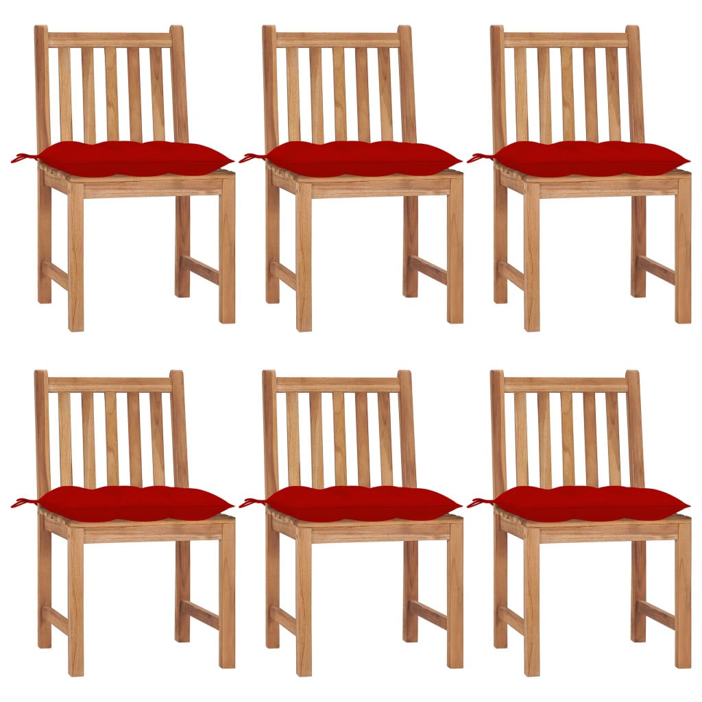 Tuinstoelen 6 st met kussens massief teakhout is nu te koop bij PeponiXL, paradijselijk wonen!