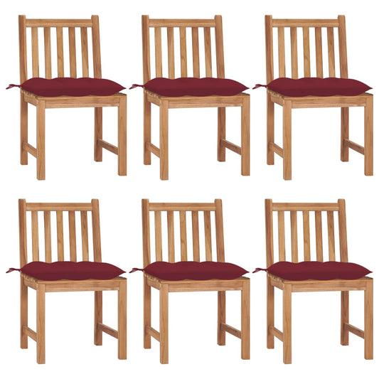 Tuinstoelen 6 st met kussens massief teakhout is nu te koop bij PeponiXL, paradijselijk wonen!