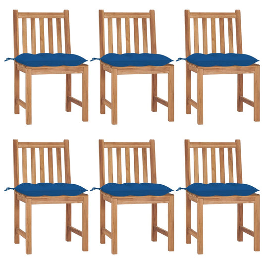 Tuinstoelen 6 st met kussens massief teakhout is nu te koop bij PeponiXL, paradijselijk wonen!