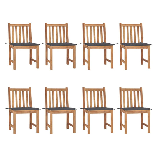 Tuinstoelen 8 st met kussens massief teakhout is nu te koop bij PeponiXL, paradijselijk wonen!