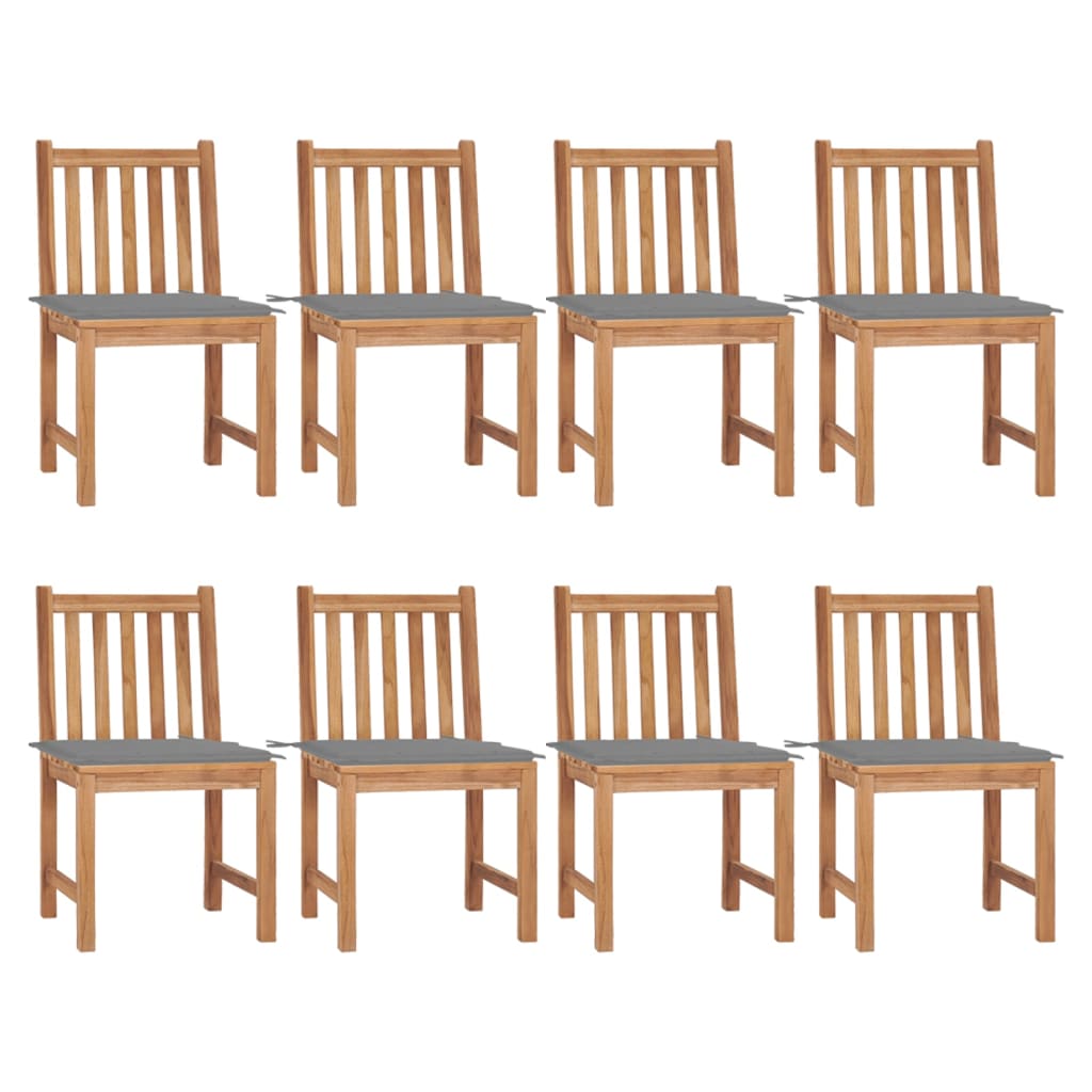 Tuinstoelen 8 st met kussens massief teakhout is nu te koop bij PeponiXL, paradijselijk wonen!