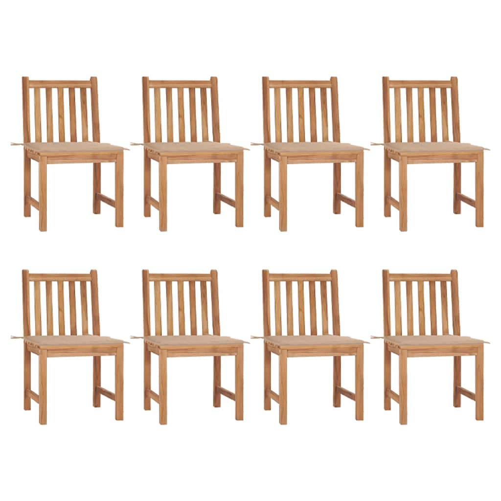 Tuinstoelen 8 st met kussens massief teakhout is nu te koop bij PeponiXL, paradijselijk wonen!