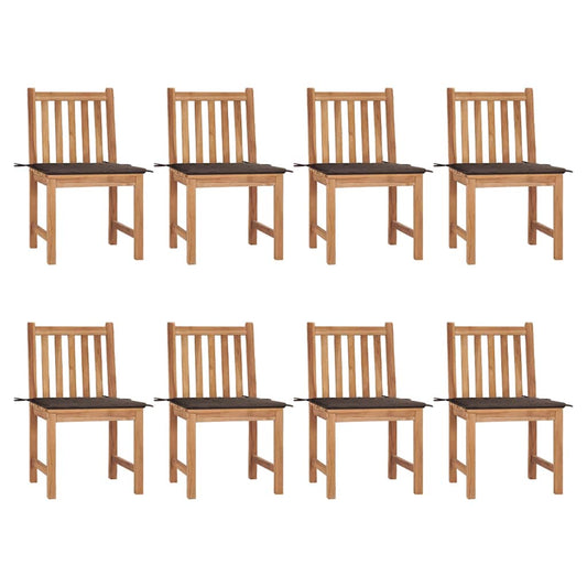 Tuinstoelen 8 st met kussens massief teakhout is nu te koop bij PeponiXL, paradijselijk wonen!