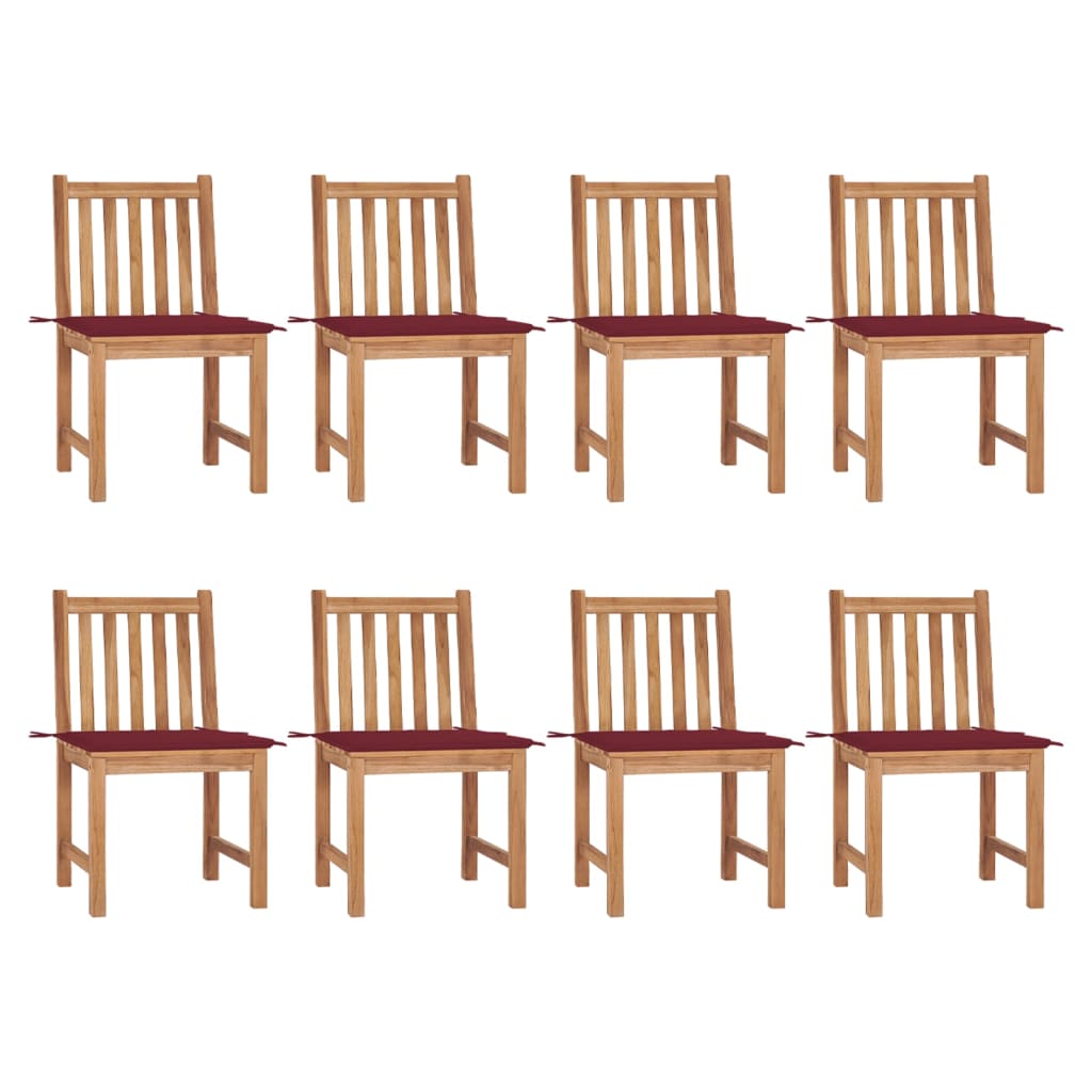Tuinstoelen 8 st met kussens massief teakhout is nu te koop bij PeponiXL, paradijselijk wonen!