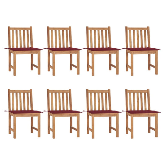 Tuinstoelen 8 st met kussens massief teakhout is nu te koop bij PeponiXL, paradijselijk wonen!