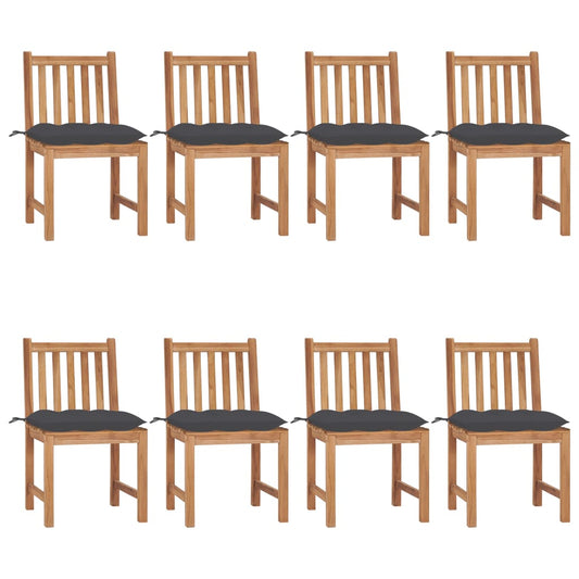 Tuinstoelen 8 st met kussens massief teakhout is nu te koop bij PeponiXL, paradijselijk wonen!
