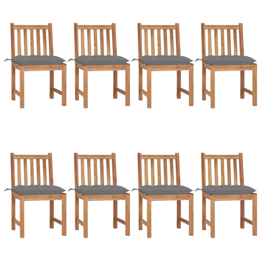 Tuinstoelen 8 st met kussens massief teakhout is nu te koop bij PeponiXL, paradijselijk wonen!