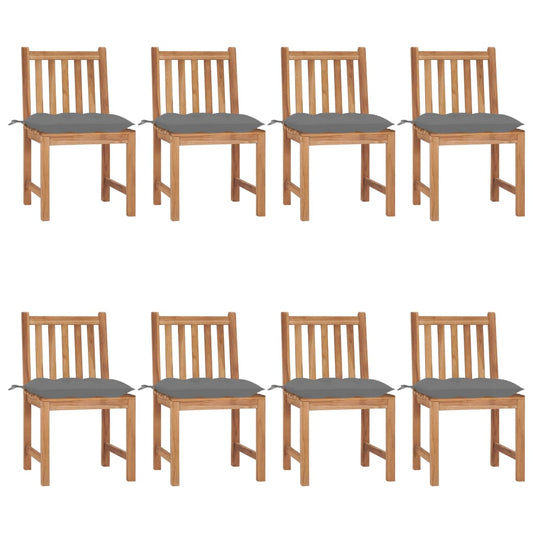 Tuinstoelen 8 st met kussens massief teakhout is nu te koop bij PeponiXL, paradijselijk wonen!