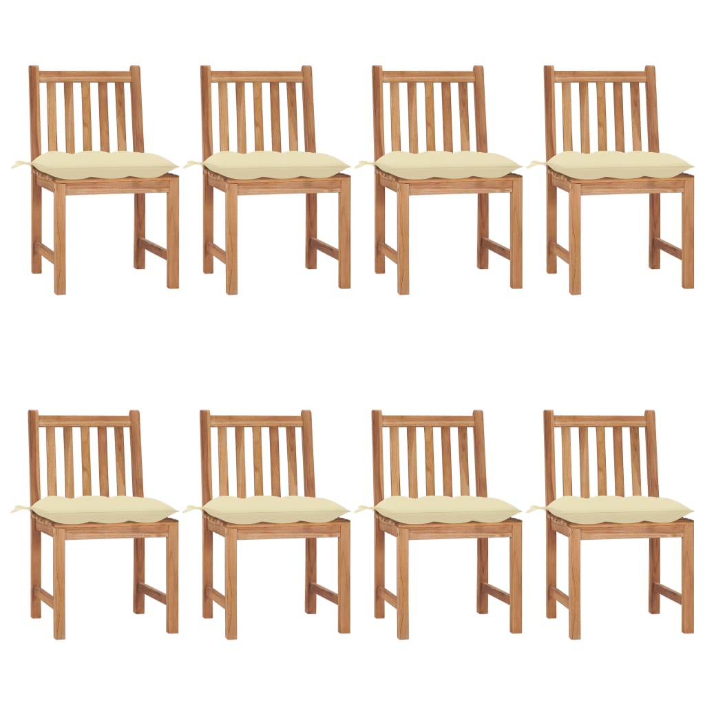 Tuinstoelen 8 st met kussens massief teakhout is nu te koop bij PeponiXL, paradijselijk wonen!