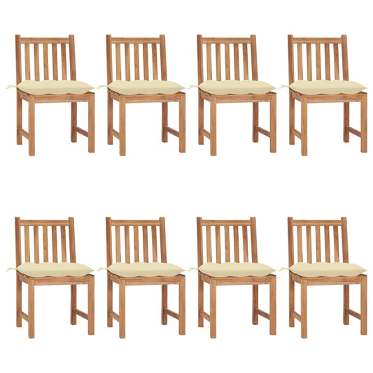Tuinstoelen 8 st met kussens massief teakhout is nu te koop bij PeponiXL, paradijselijk wonen!