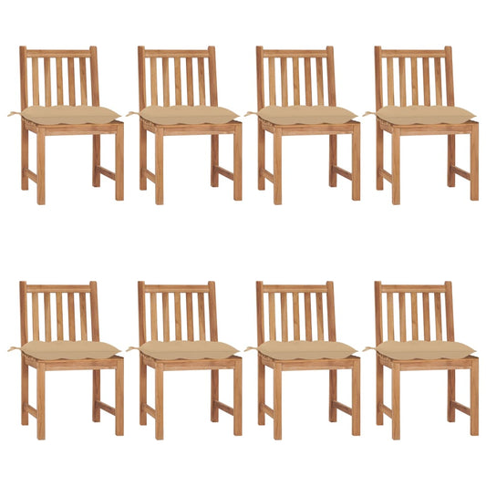 Tuinstoelen 8 st met kussens massief teakhout is nu te koop bij PeponiXL, paradijselijk wonen!