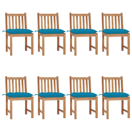 Tuinstoelen 8 st met kussens massief teakhout is nu te koop bij PeponiXL, paradijselijk wonen!