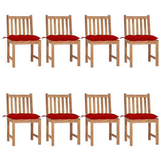 Tuinstoelen 8 st met kussens massief teakhout is nu te koop bij PeponiXL, paradijselijk wonen!